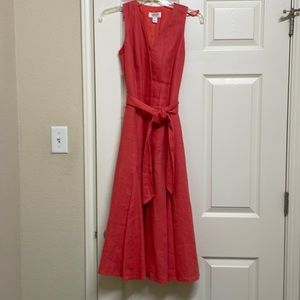 Talbots button down dress in linen in 2P. Salmon color.